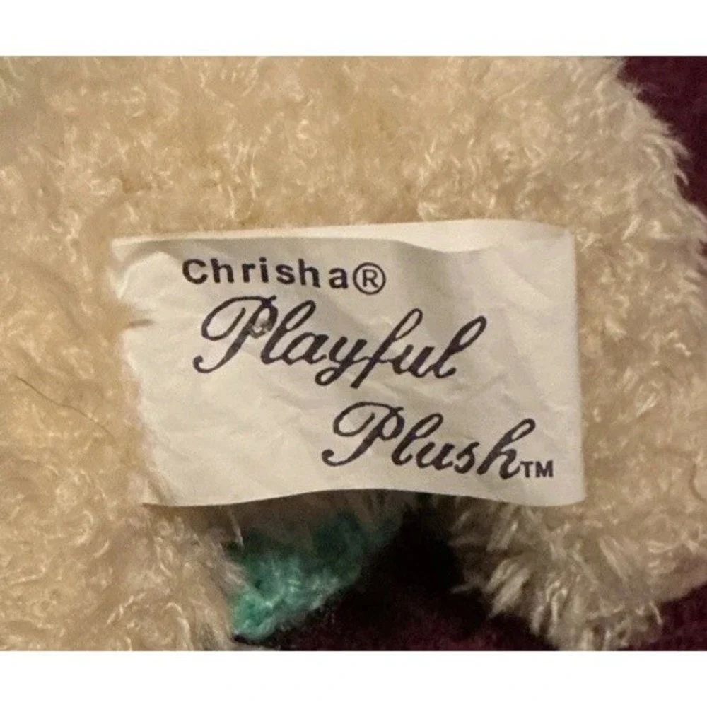 1988 Chrisha Playful Plush Bunny Stuffed Rabbit Easter Sweater With Jointed Legs
